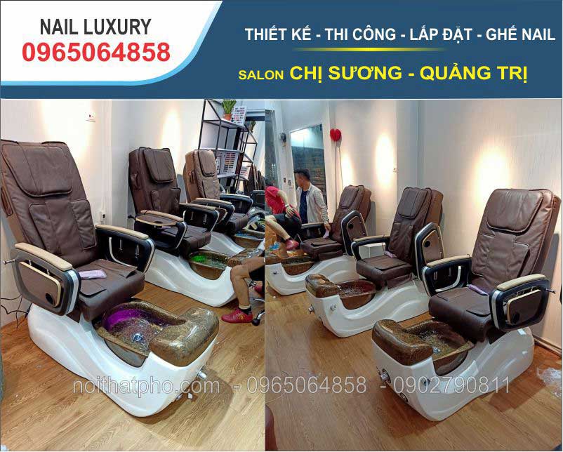 ghế nail m&agrave;u n&acirc;u
