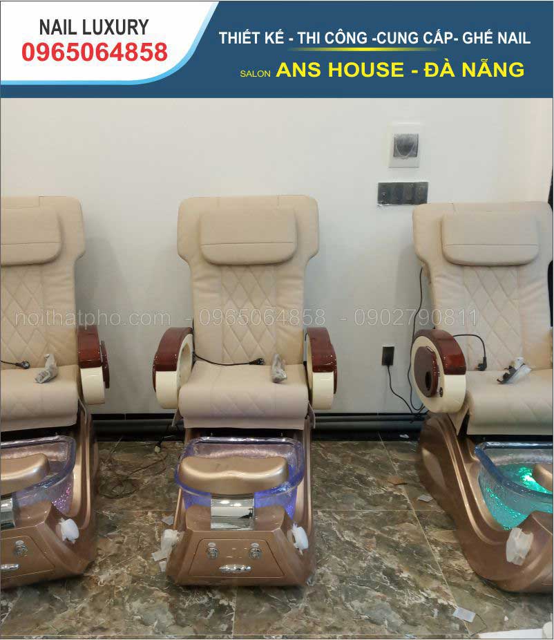 ghế nail m&agrave;u đồng 