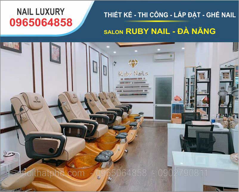 ghế nail m&agrave;u đồng 