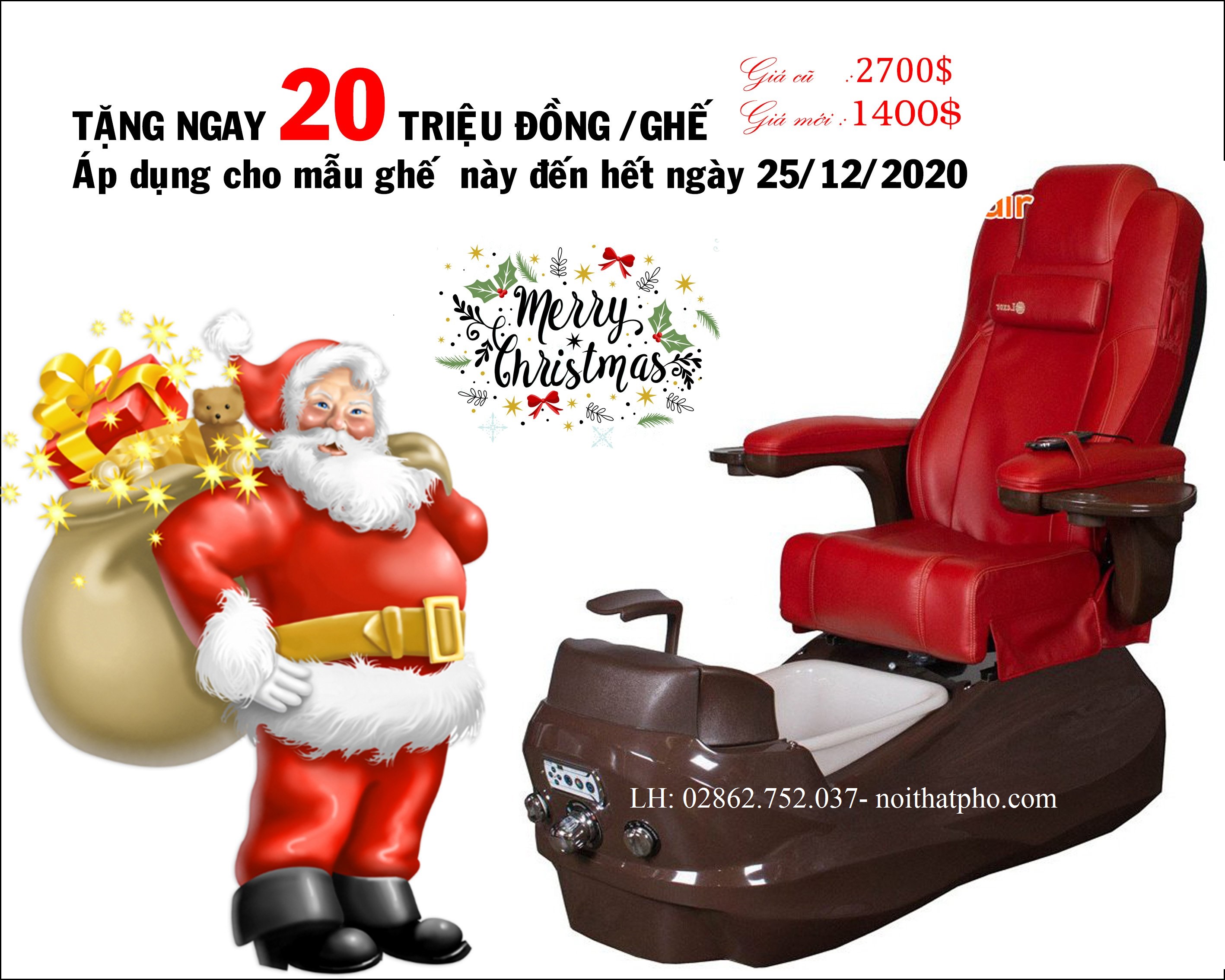 KHUYẾN MÃI NOEL 2021 NGẬP TRÀN QUÀ TẶNG khi mua ghế Nail-Bàn Nail-Sofa Nail